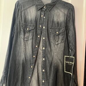 Love Stitch Black Denim Blouse